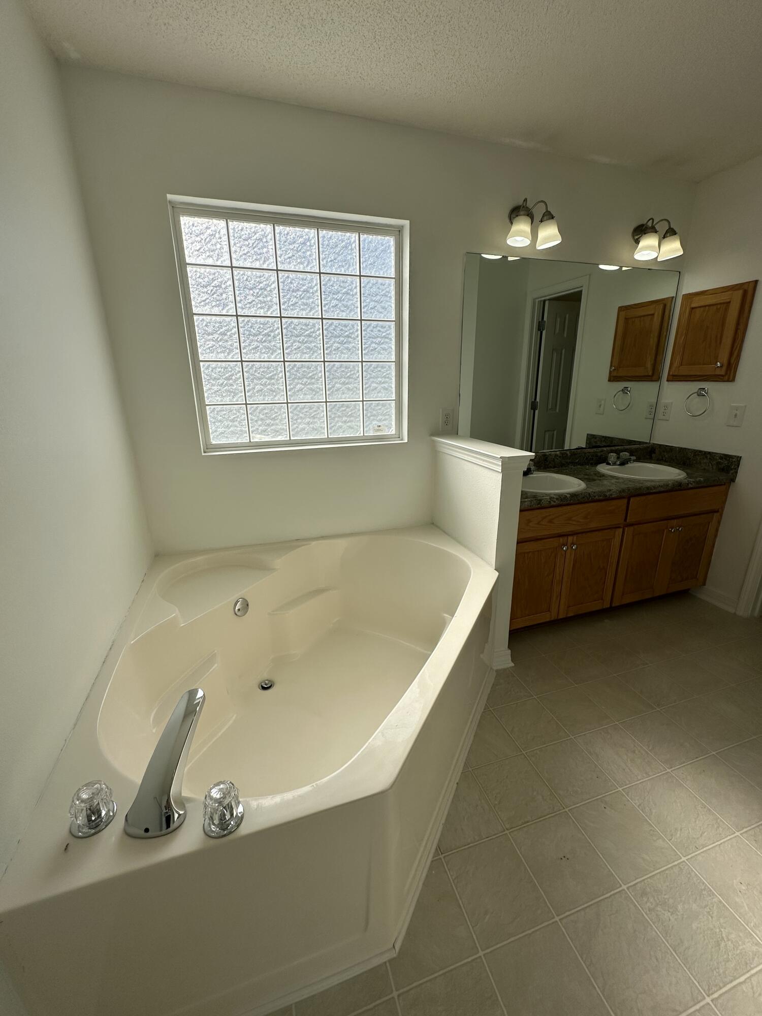4195 Berry Circle Pace, FL 32571 - Photo 25 of 50 a spacious bathroom with a tub sink and mirror