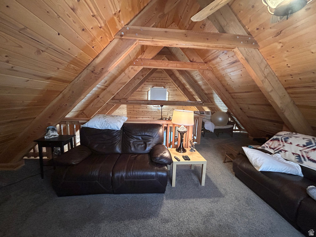 19075 West Honesty Cove Duchesne, UT 84021 - Photo 17 of 44 Vaulted wood-paneled ceiling with exposed beams