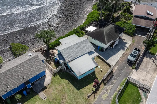 an aerial view of a house with balcony