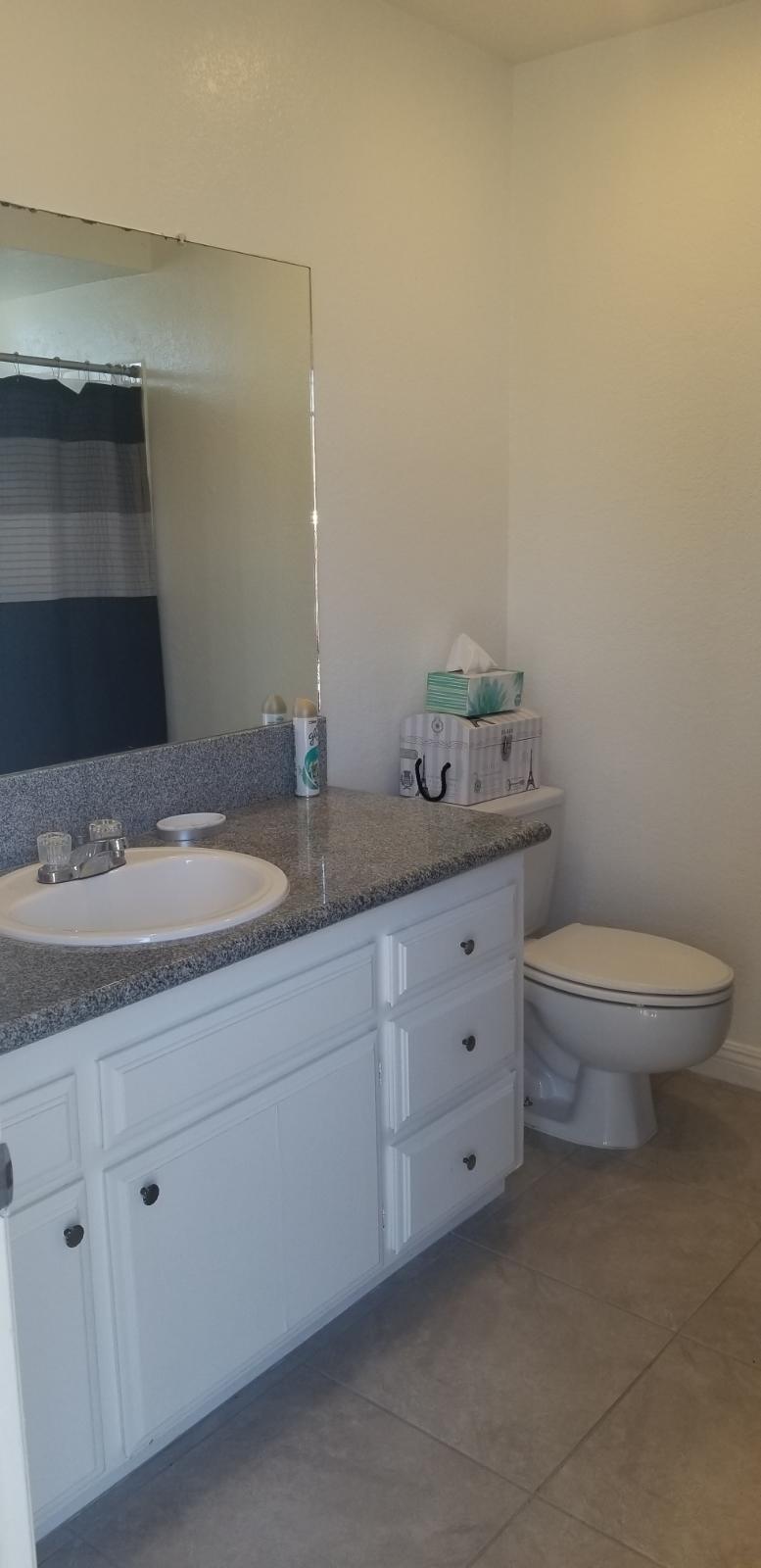 3096 East Avenue R-5 Palmdale, CA 93550 - Photo 17 of 22 a bathroom with a granite countertop toilet sink and mirror