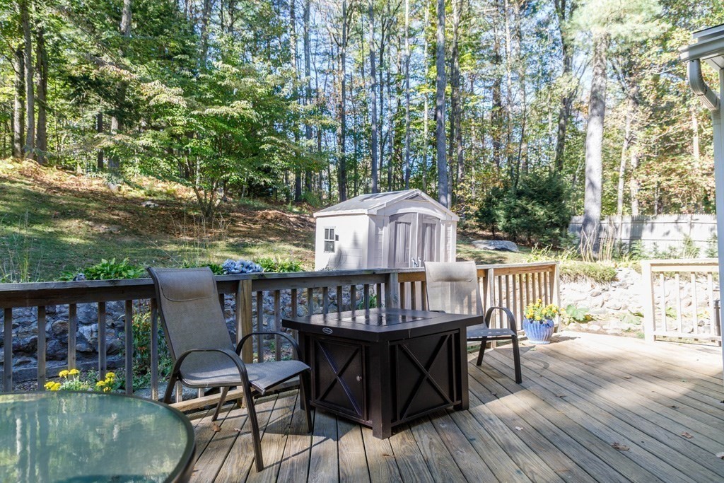 283 Mill Street Gardner, MA 01440 - Photo 20 of 30 a view of a roof deck with table and chairs and wooden floor