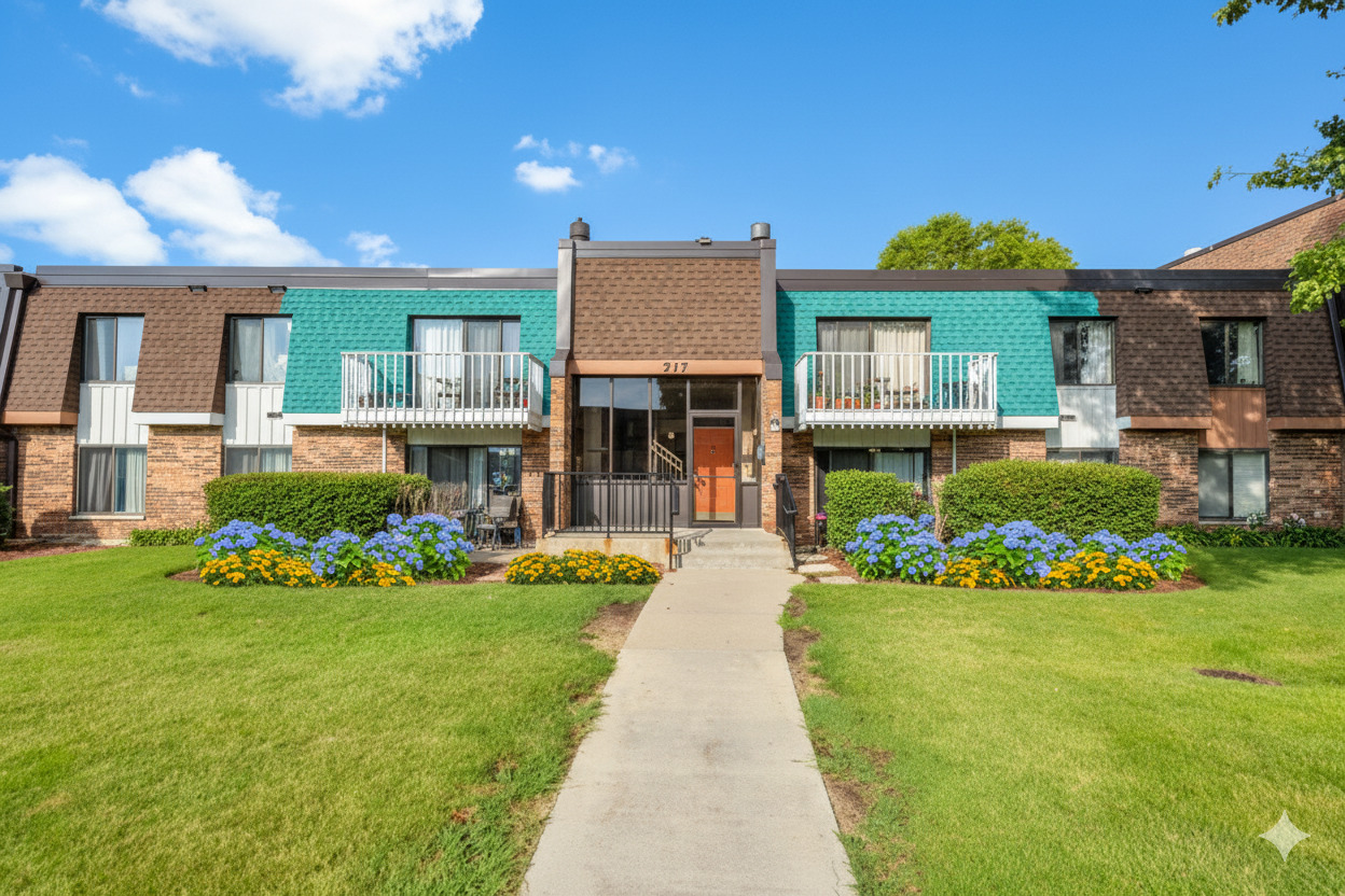 717 Tipperary Court, Unit 1C Schaumburg, IL 60193 - Photo 11 of 11 a front view of a house with a garden and plants