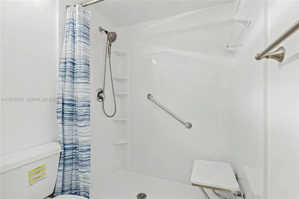 a bathroom with a shower