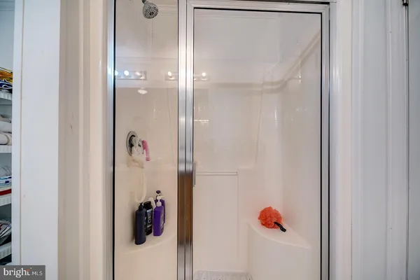 a bathroom with a bathtub