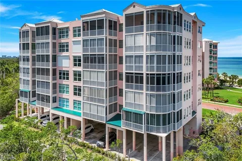 a front view of a multi story building