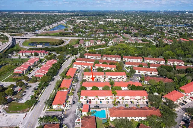 an aerial view of multiple house