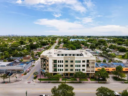a view of a city with tall buildings