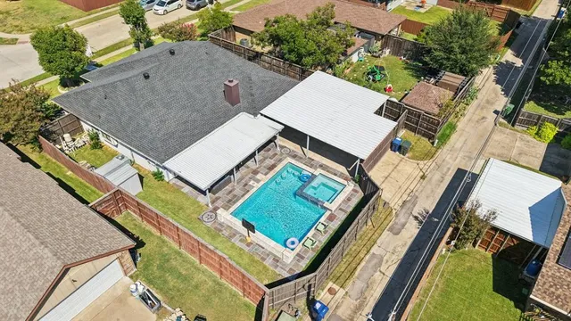 an aerial view of a house