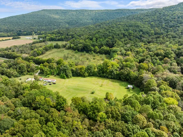 a view of a yard with green space