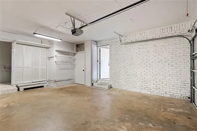 a view of a room with wooden walls