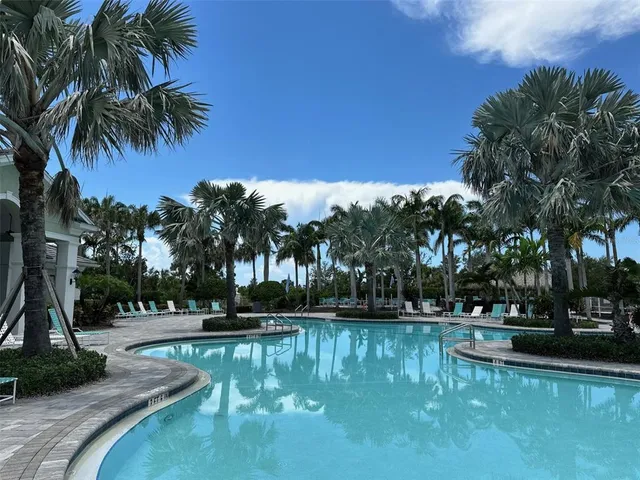 a view of swimming pool with yard
