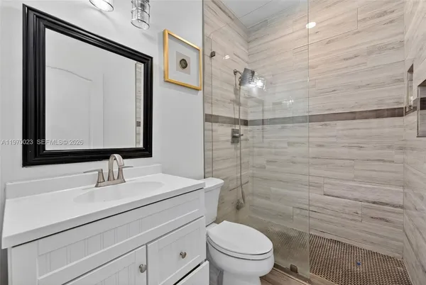 a bathroom with a bathtub