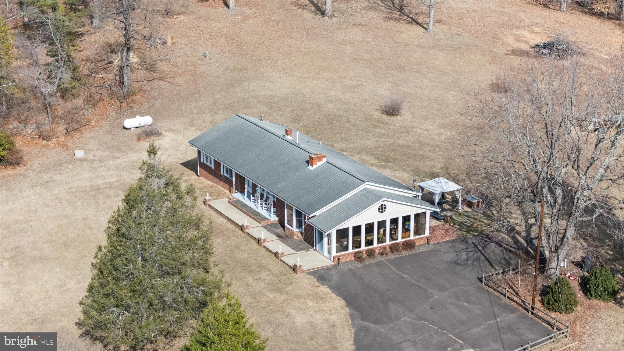 an aerial view of a house