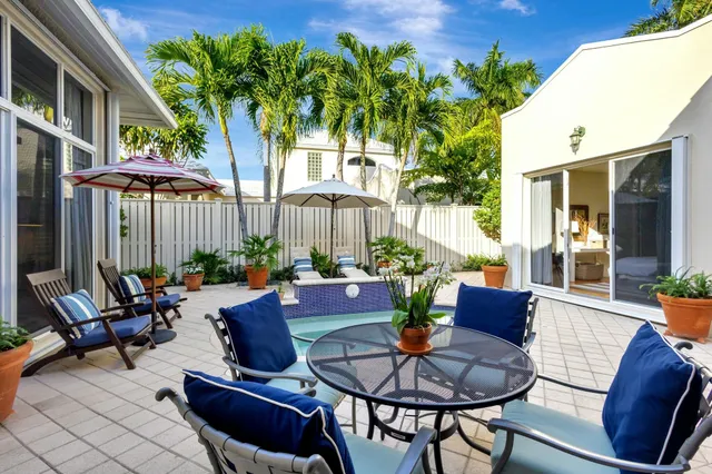 a view of an outdoor seating area