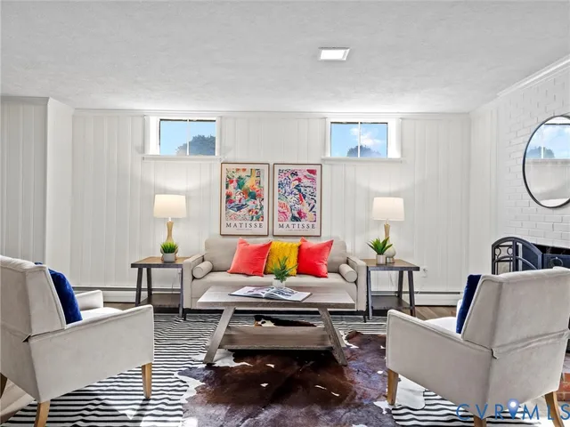 a living room with furniture