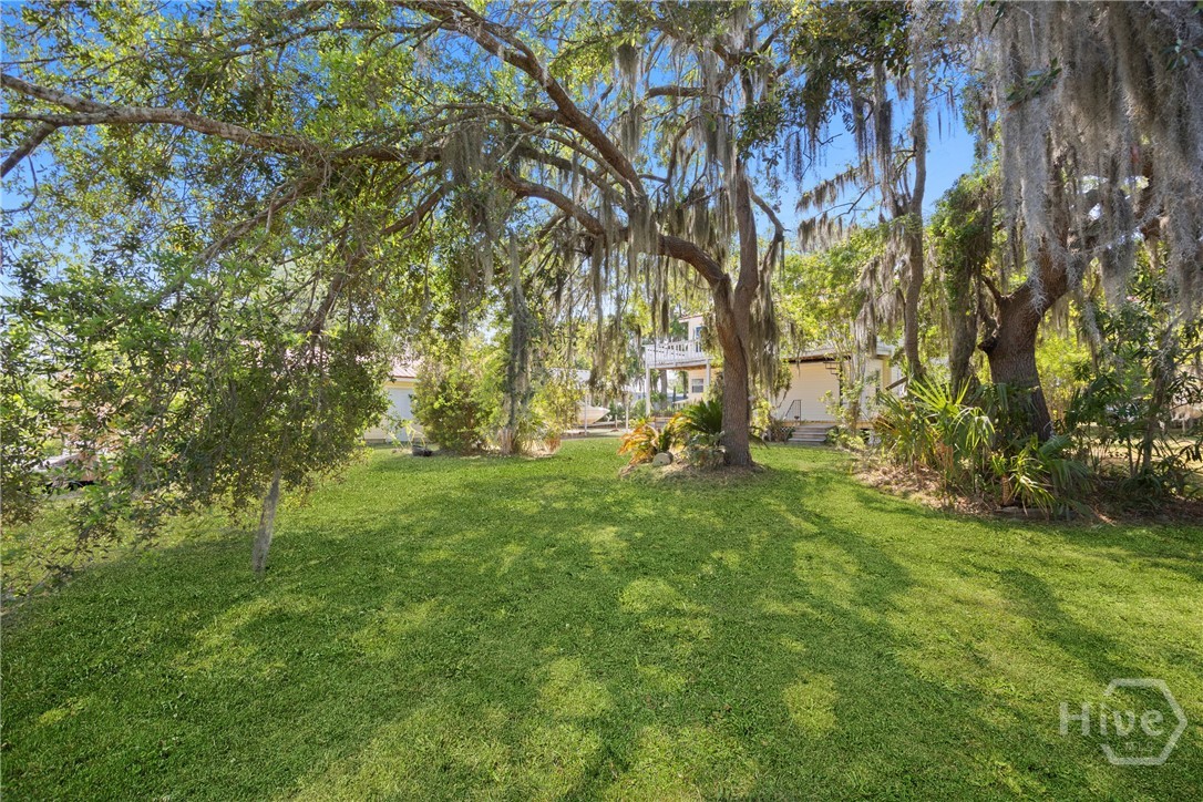 95 Circle Drive Midway, GA 31320 - Photo 22 of 29 Expansive backyard shaded by grand oak trees draped in Spanish moss, offering privacy and a park-like setting.