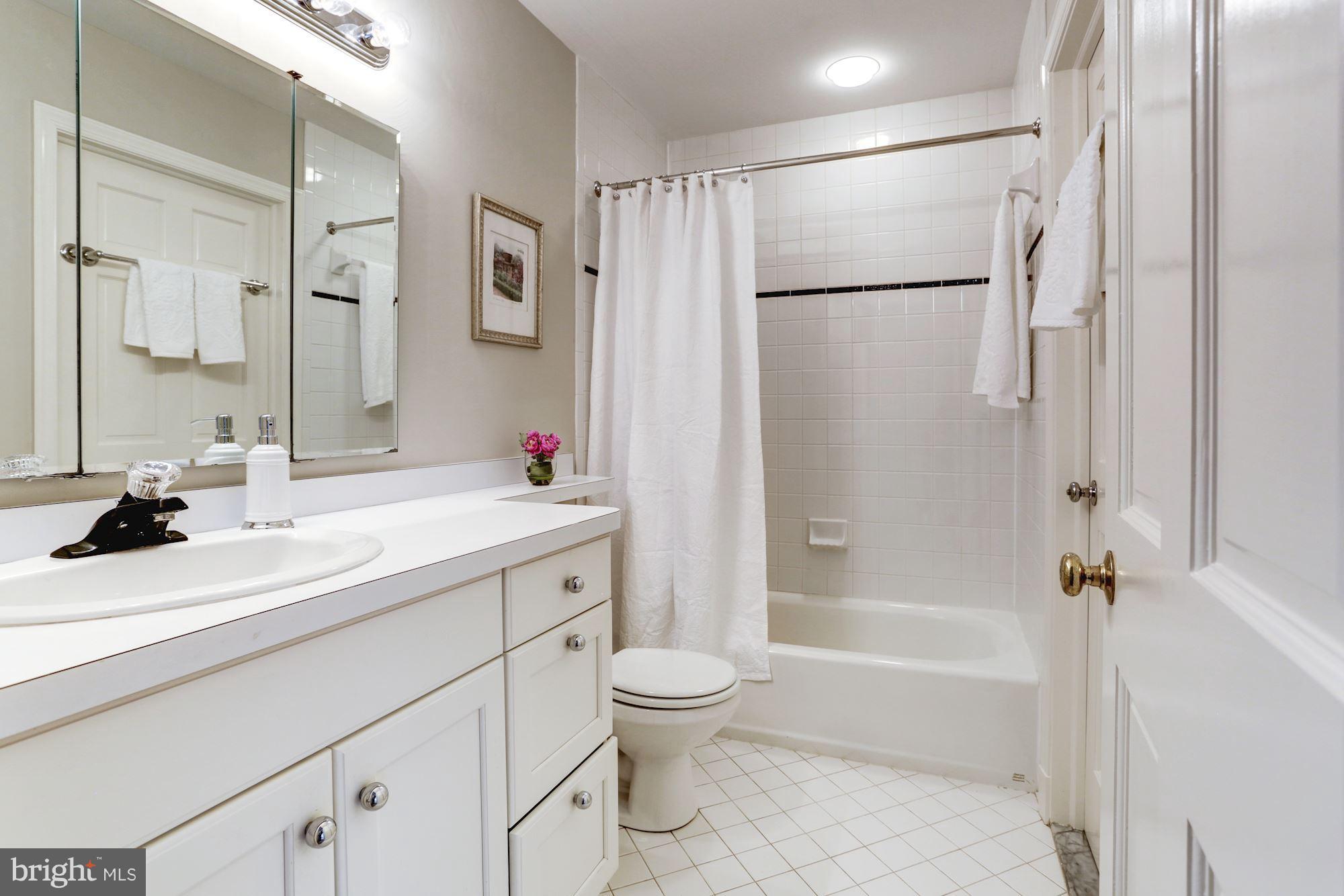 4105 Everett Street Kensington, MD 20895 - Photo 21 of 30 a bathroom with a granite countertop sink a toilet and shower