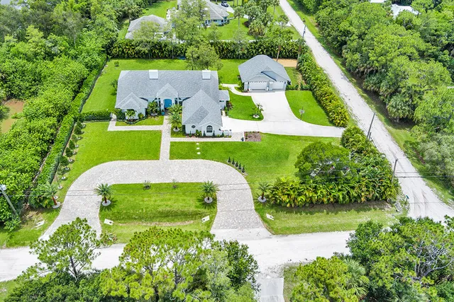 an aerial view of a house