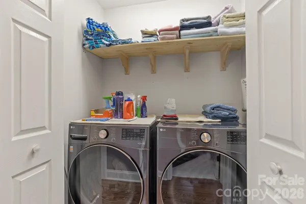 a utility room with dryer and washer