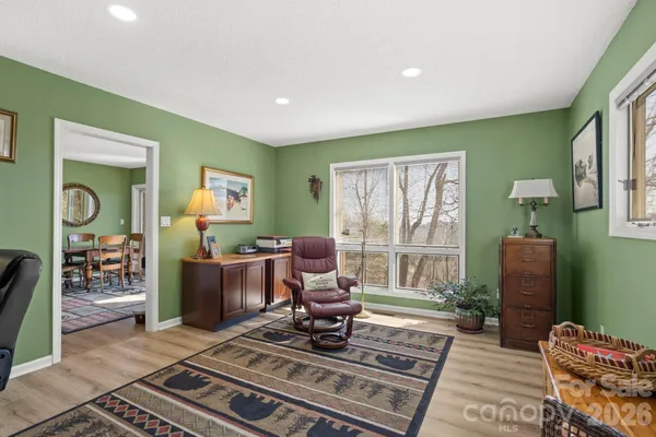 a living room with furniture