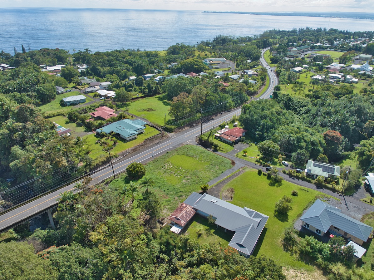 27-296 Ka'ie'ie Road Papaikou, HI 96781 - Photo 26 of 28 an aerial view of residential houses with outdoor space and trees