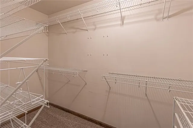 a view of a room with racks on the wall