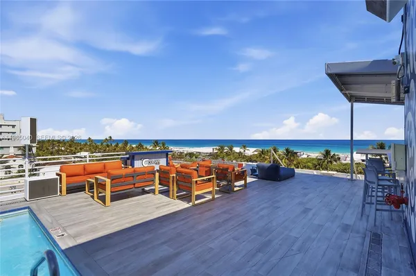 a view of a terrace with hardwood