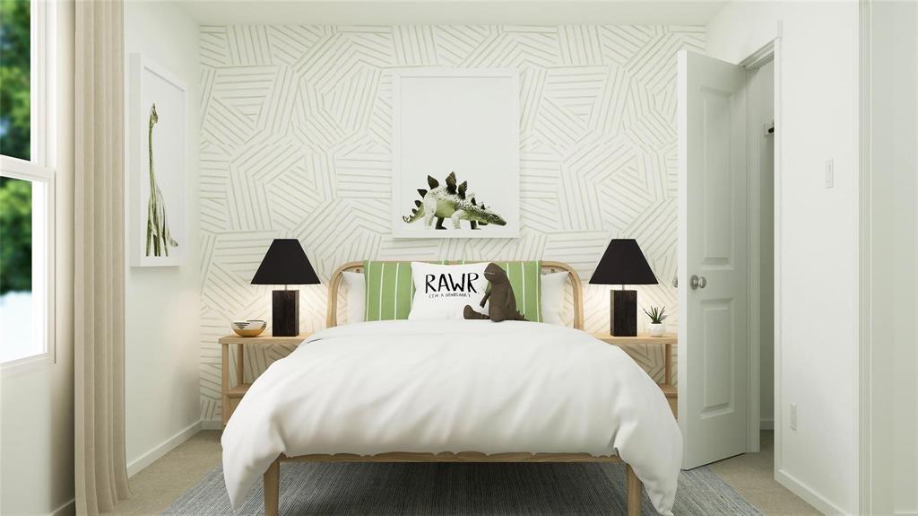 2009 Welsh Lane Aubrey, TX 76227 - Photo 19 of 24 a bed room with a bed and a lamp on table