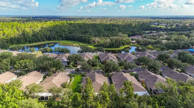 a view of a house with a yard and potted plants