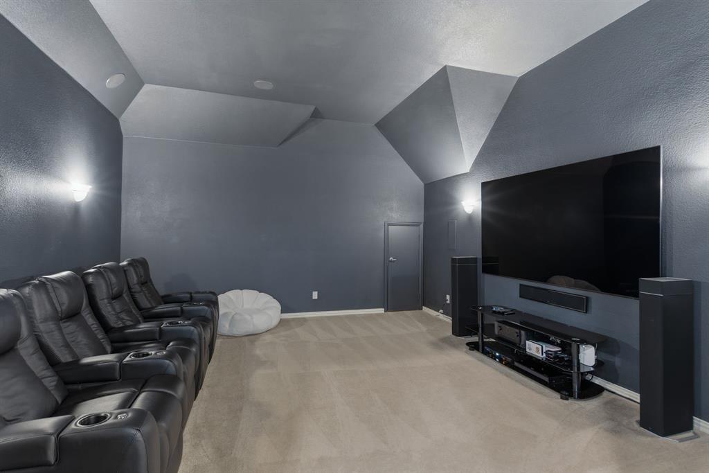 2801 Seabiscuit Road Celina, TX 75009 - Photo 23 of 39 a projector room with furniture and a flat screen tv