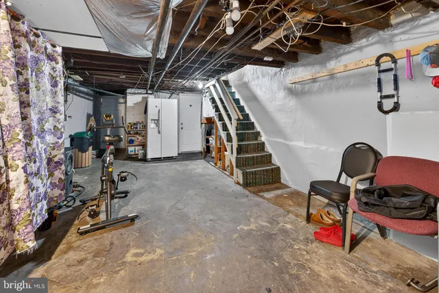 a view of a storage room with an entryway