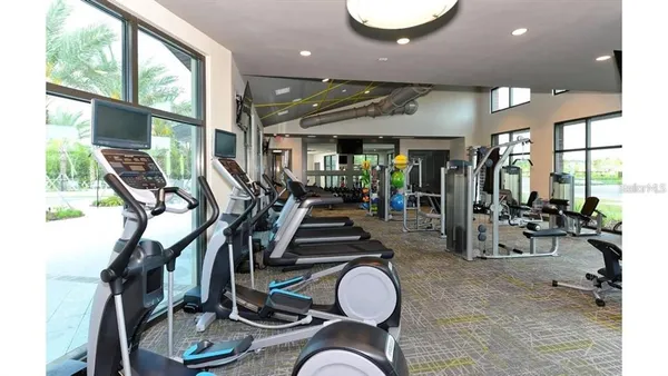 a view of a room with gym equipment