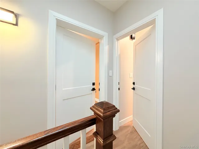 a view of a hallway with closet