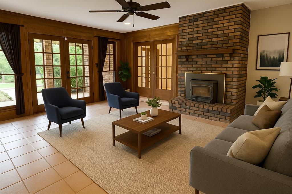 6837 Roberts Lane Fort Worth, TX 76140 - Photo 11 of 39 a living room with furniture a flat screen tv and a fireplace