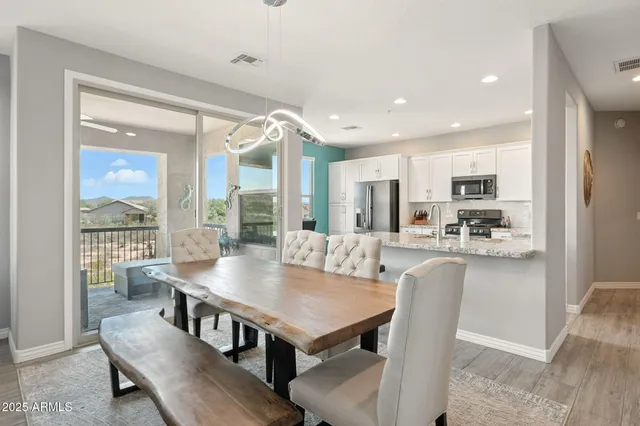 a view of kitchen with dining area