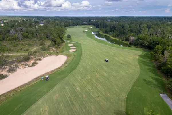 a view of a lake in a yard