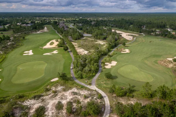 a view of a lake in a town