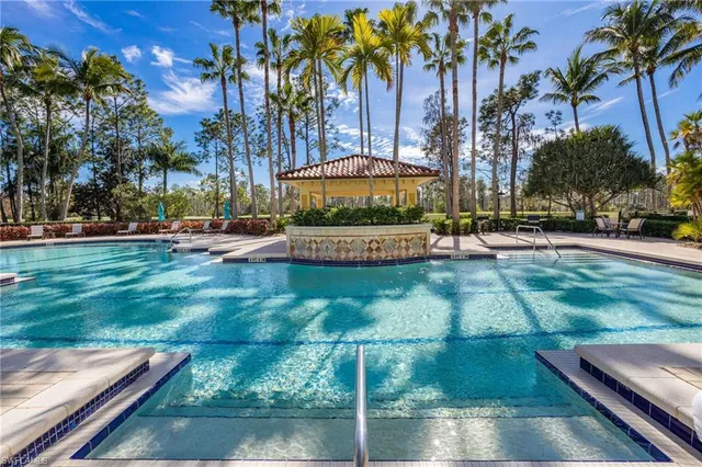 a view of a yard with palm trees