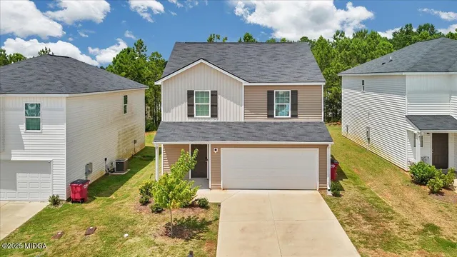 an aerial view of a house