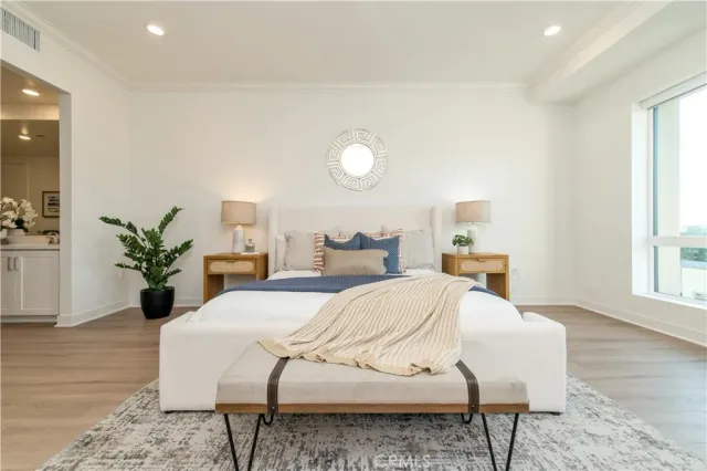 a living room with furniture potted plant and a window
