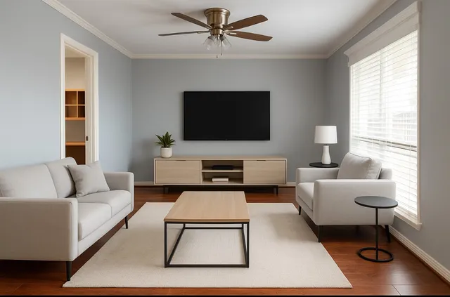 a living room with furniture and a flat screen tv