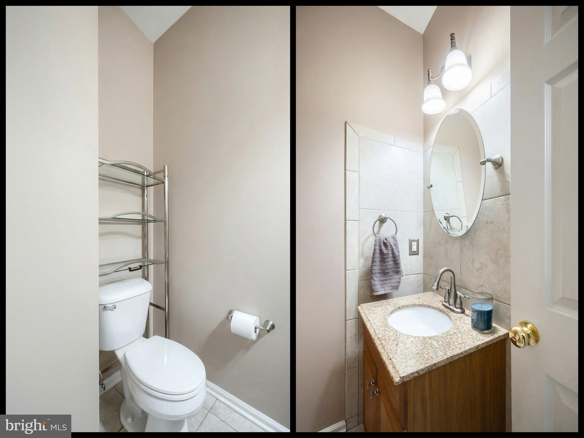 322 Cape Climb York, PA 17408 - Photo 18 of 31 a bathroom with a granite countertop sink toilet a mirror and a shower