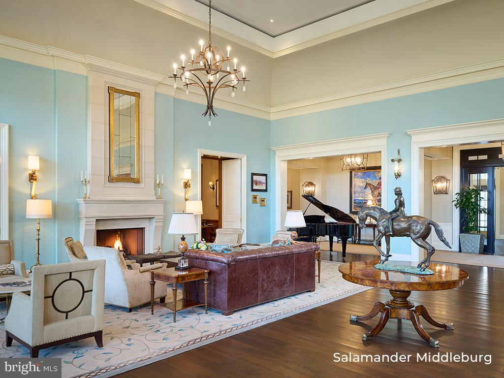 2 Stagecoach Ridge Lane Middleburg, VA 20117 - Photo 11 of 11 a living room with fireplace furniture and a chandelier