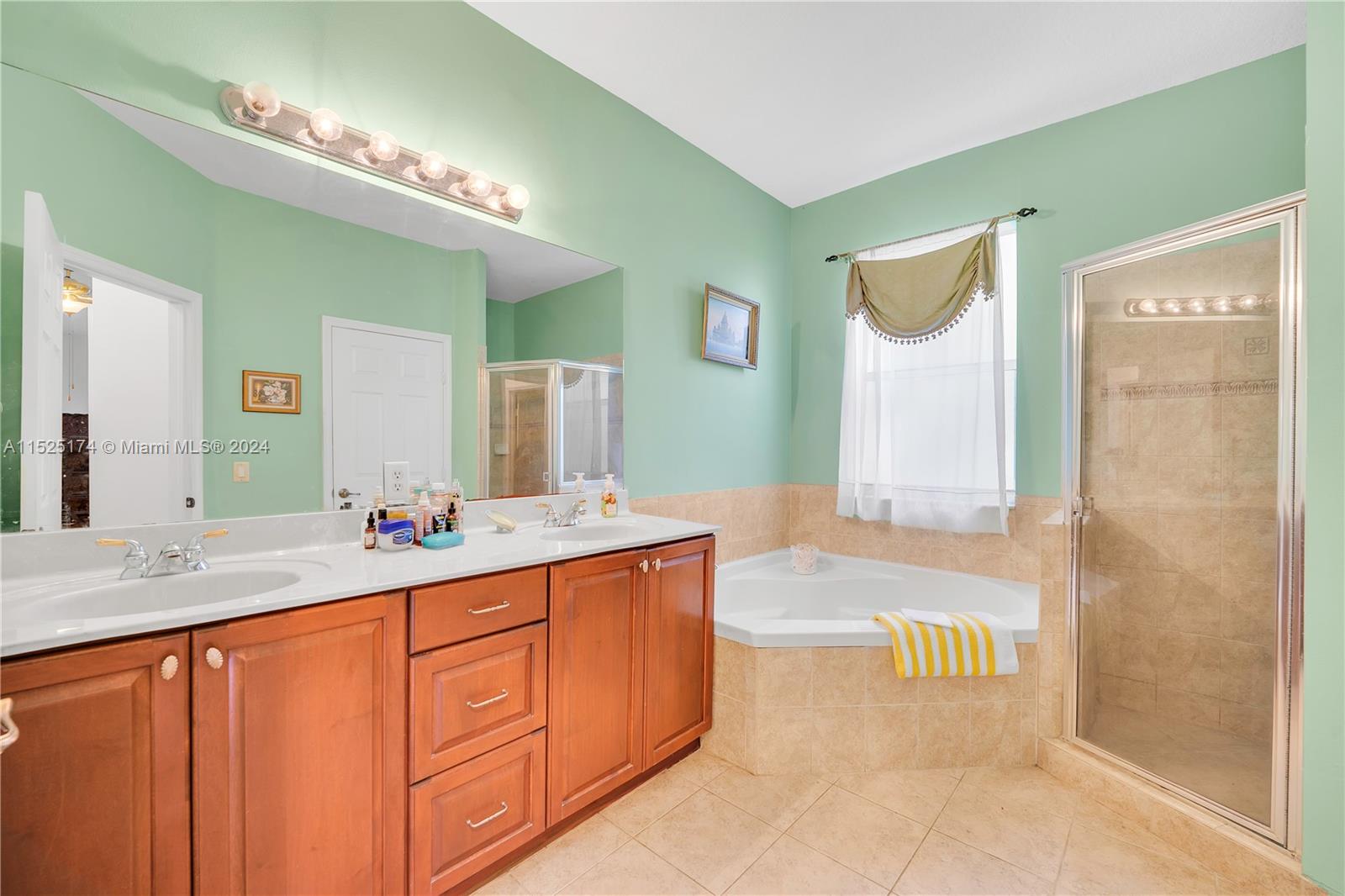 14093 Southwest 53rd Street Miramar, FL 33027 - Photo 32 of 45 a bathroom with a bathtub sink and mirror