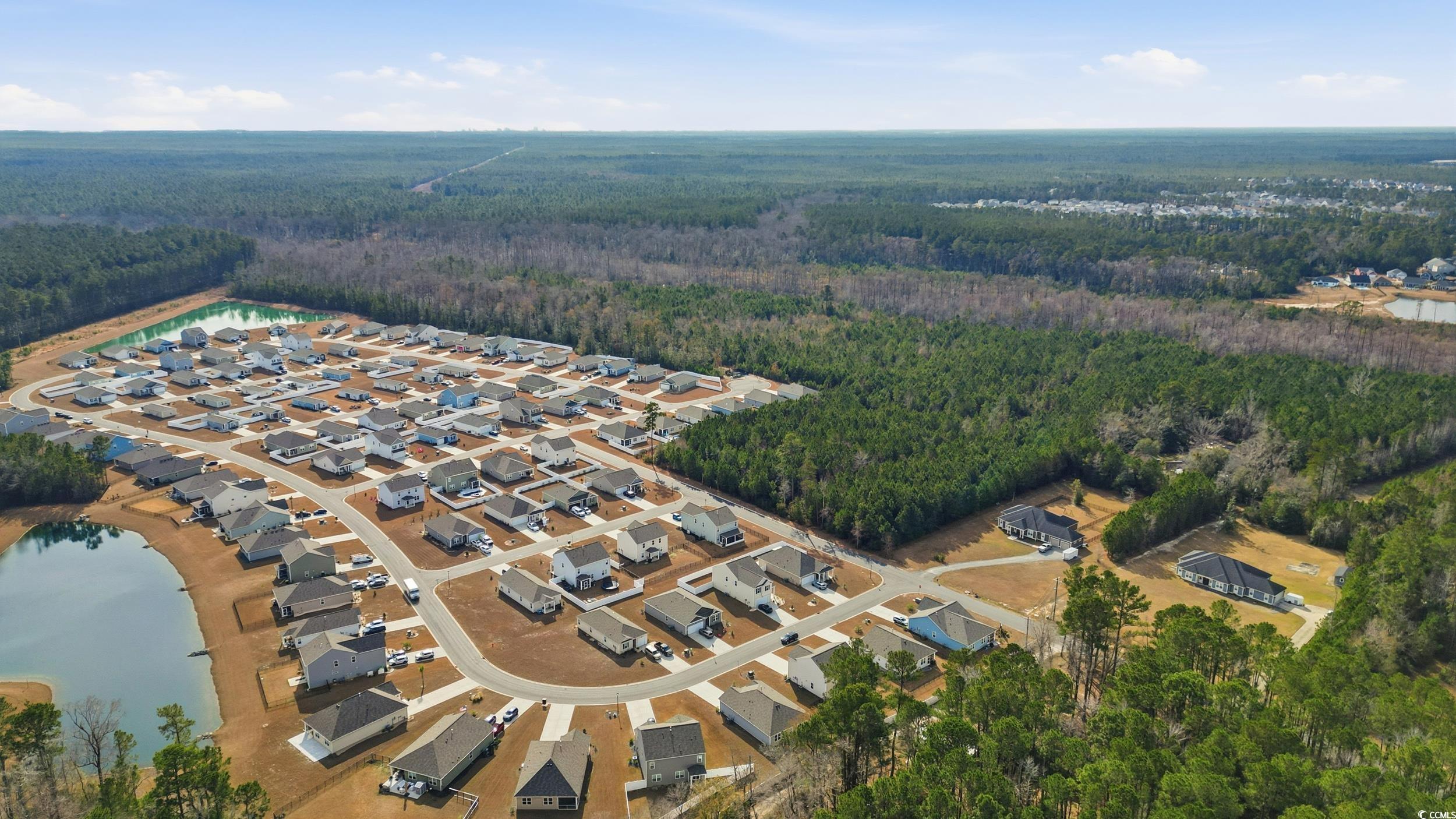 270 Columbus Street Conway, SC 29526 - Photo 36 of 38 Aerial view of property and surrounding area featuring a heavily wooded area and a nearby body of water