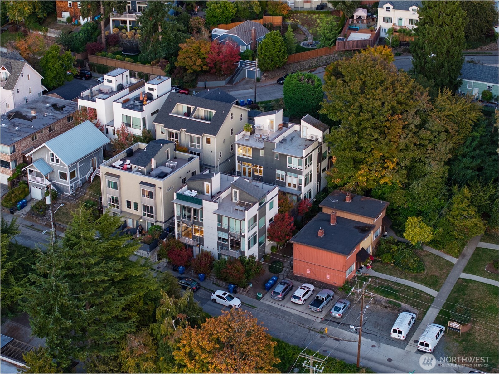 2808 14th Avenue West, Unit B Seattle, WA 98119 - Photo 36 of 39 an aerial view of multiple houses with yard