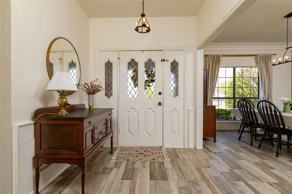 a view of a furniture in wooden floor
