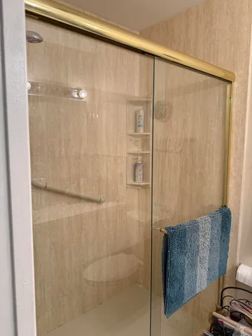 a bathroom with a shower