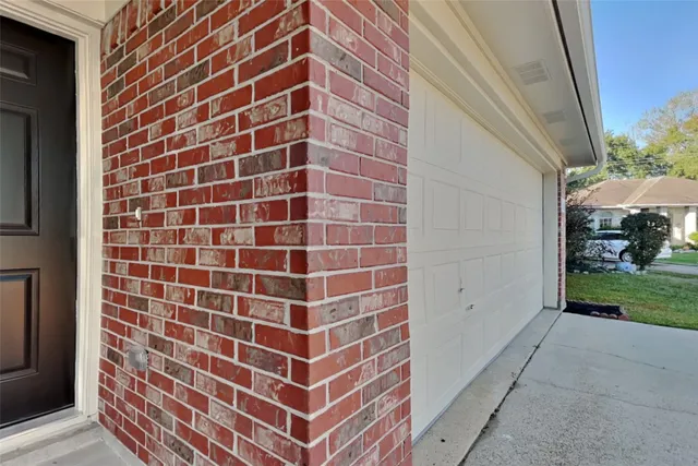 a view of a blue building