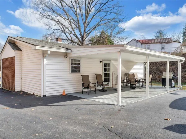 a view of a house with patio